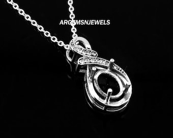 Montura de colgante ovalada de plata de ley: engaste de garra de 7 x 9 mm