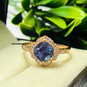 Anello in alessandrite di laboratorio: oro rosa 18k, vermeil, argento sterling, pietra portafortuna di giugno