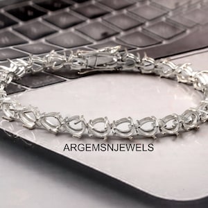 Pear 7x5mm Sterling Silver Semi Mount Tennis Bracelet - Etsy