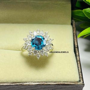 Neon Paraiba Tourmaline Ring: Sterling Silver Engagement, October Birthstone