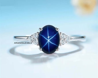 Blue Star Sapphire Ring 925 Sterling Silver Ring Lindy Star - Etsy