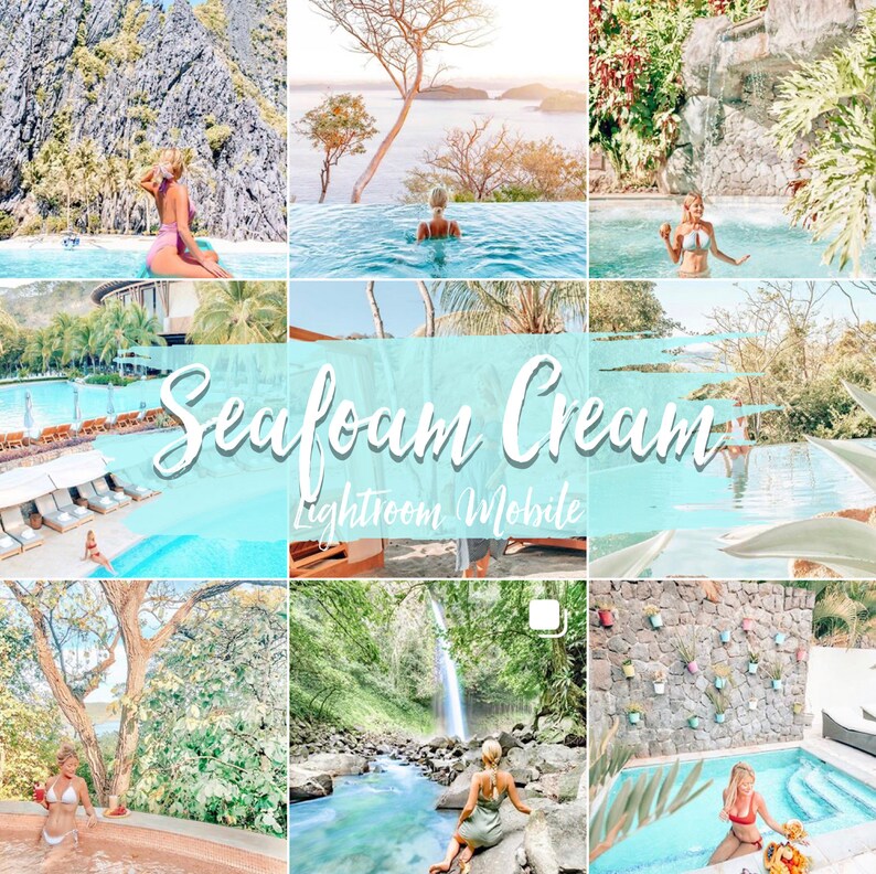 Seafoam Cream Preset Pack for Lightroom Mobile by luxe.tourista Dreamy Preset, Blogger Presets, Pastel Presets, Instagram, Beach Preset image 1