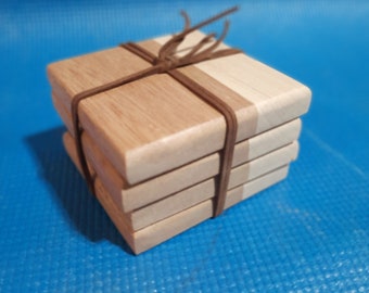 Maple and Mahogany Wood Coasters Set of 4