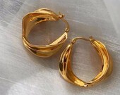 14K Gold Chunky Thick Hoop Earring UK Vintage Gold Statement Earring Medium Hoop Earring Minimalist Gold Hoops Christmas gift