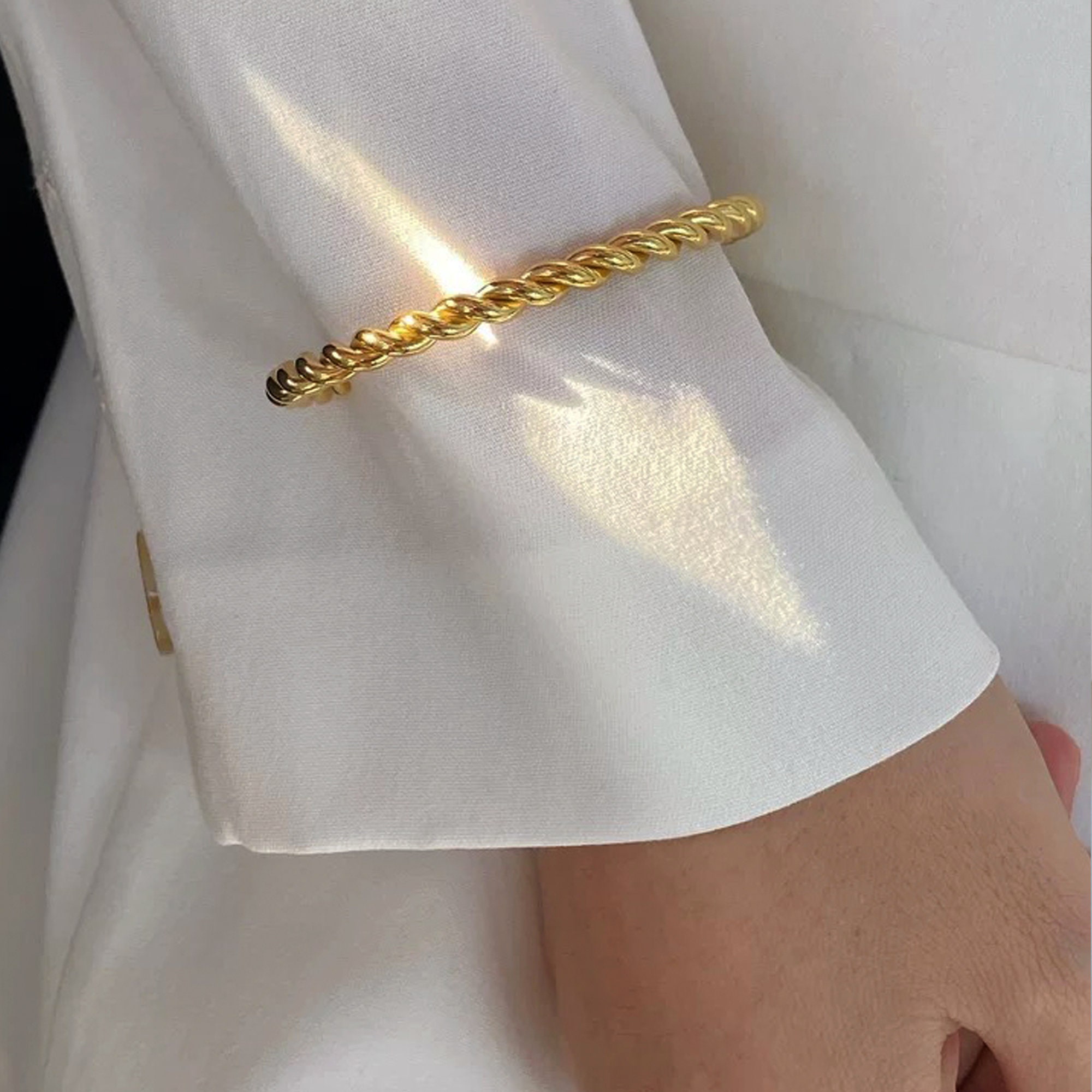 Gold Rope Bangle Bracelet 18K Gold French Style Bangle Etsy