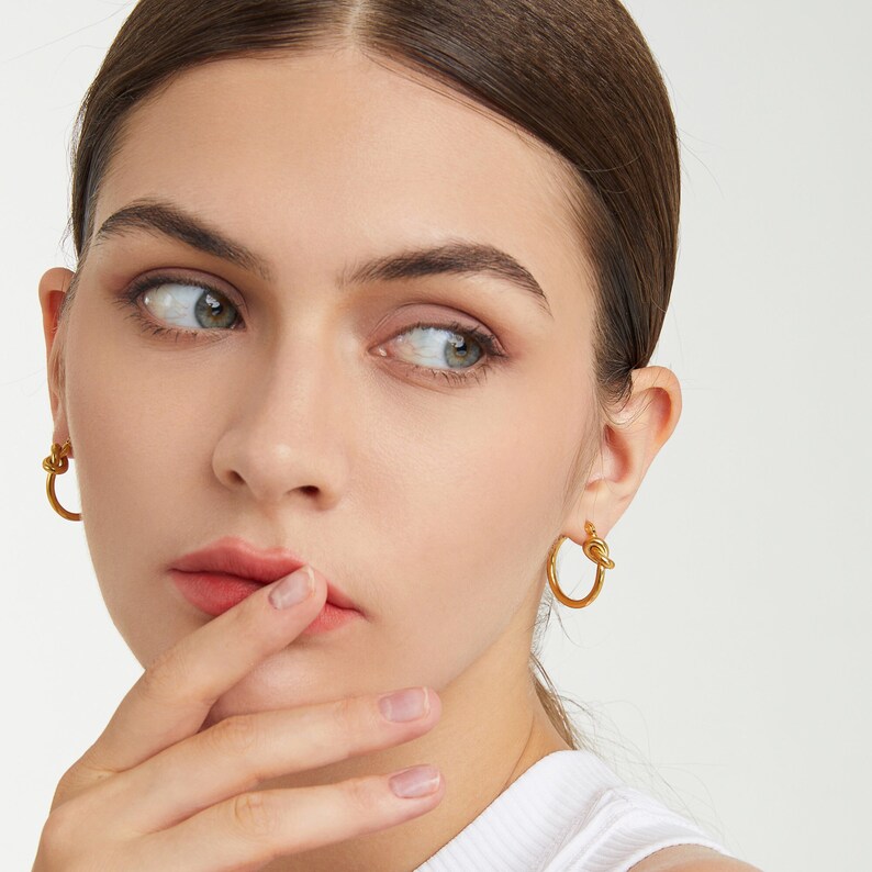 18K Gold Knot Hoop Earrings Gold Hoop Earrings UK Gold Etsy UK
