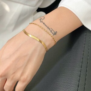 Link Chain Bracelet, Stacking Bracelets, Gold Paperclip Chain Bracelet  Womens, Chunky Link Chain Bracelet 18k Gold Plated Chain Bracelet Set 