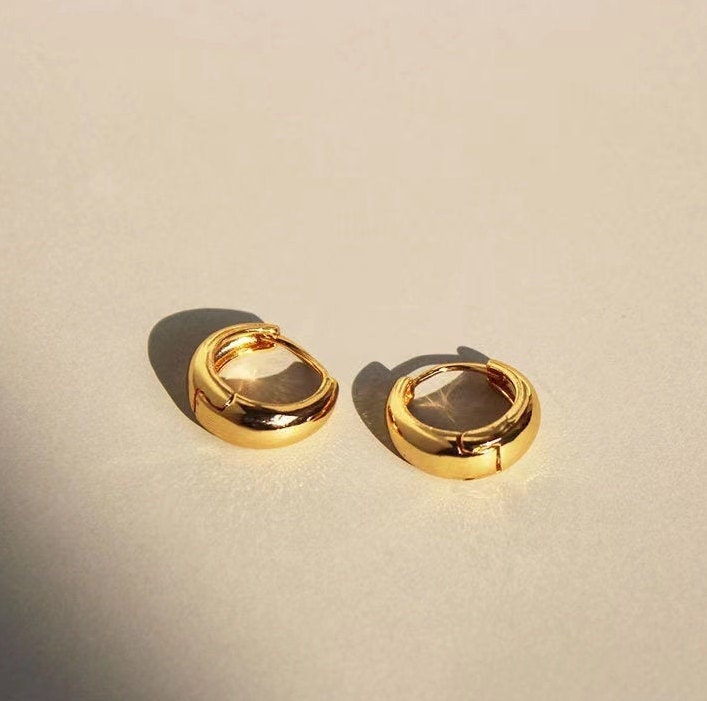18k Gold Hoop Earrings No Tarnishbasic Statement Earrings - Etsy UK