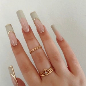 Beige baby french tip nails