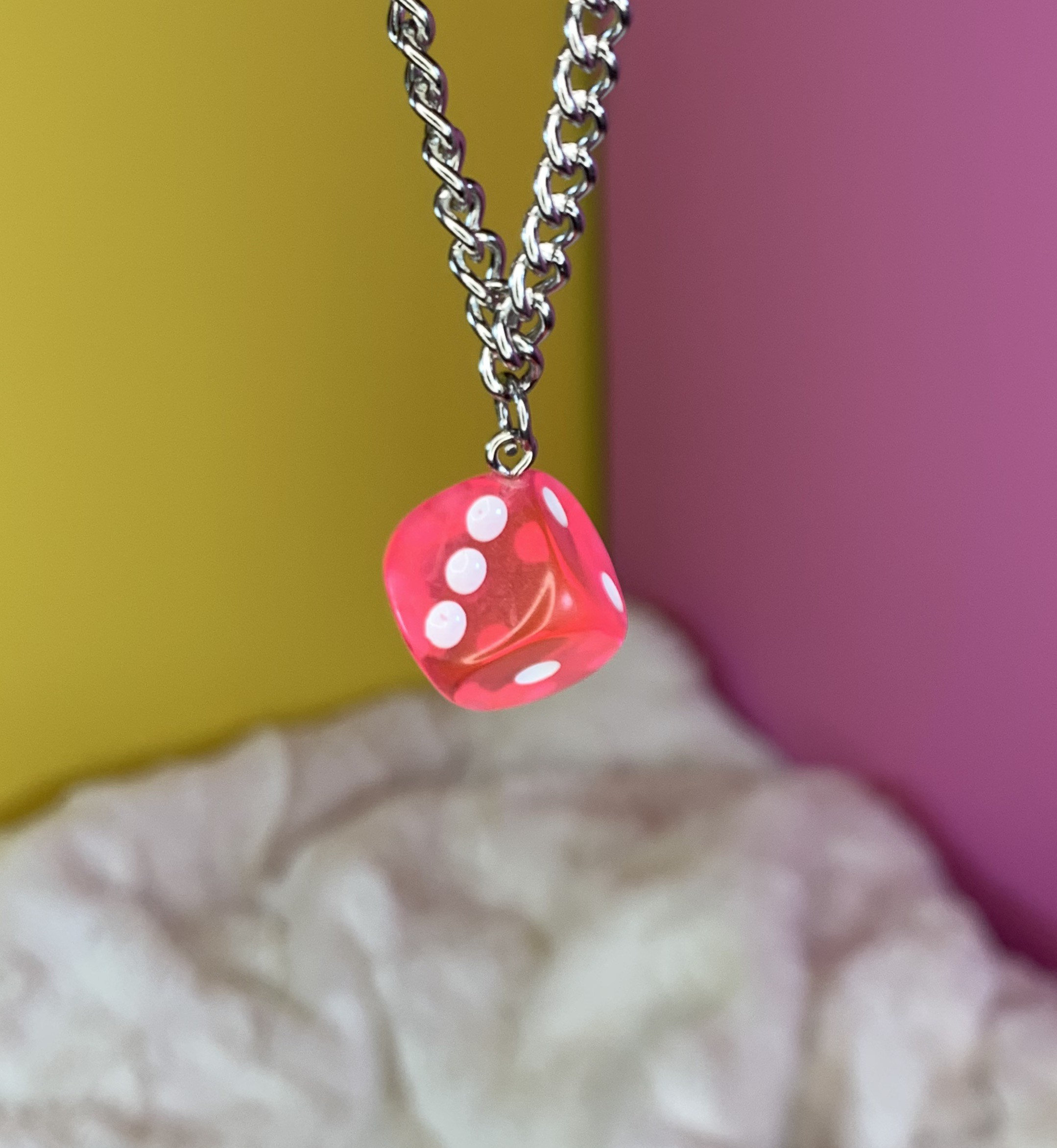 Handmade neon dice chain necklace Etsy