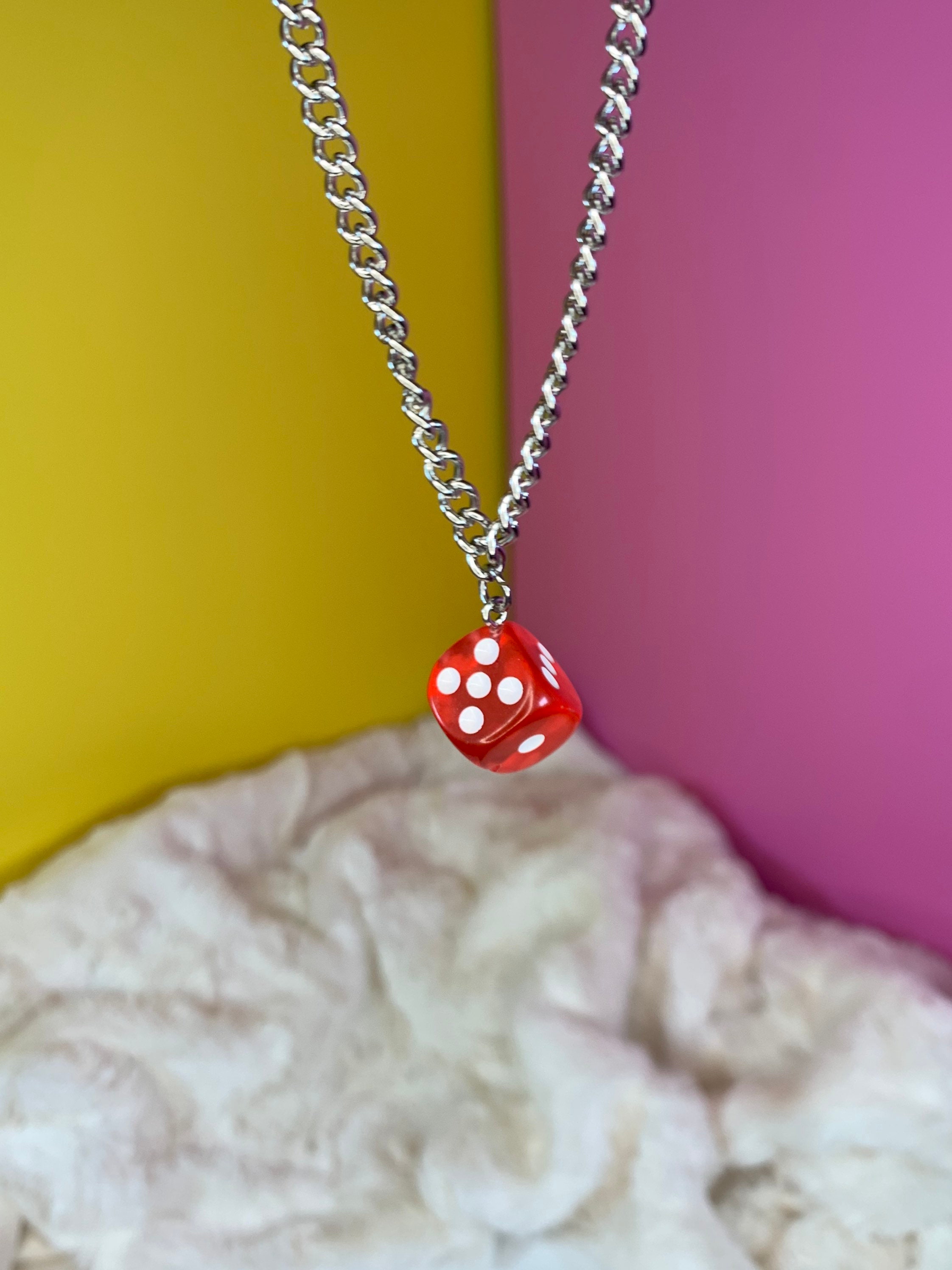 Handmade neon dice chain necklace Etsy