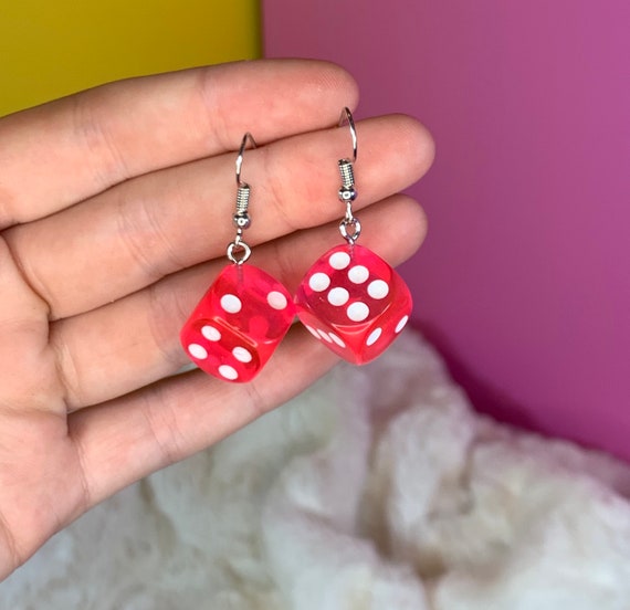 Adorable handmade neon dice earrings Etsy