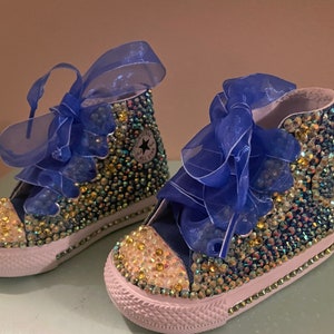 Blue bedazzled Original Chuck Taylor’s, bedazzled shoes, birthday shoes, birthday gift, Christmas gift