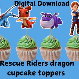 Rescue Riders Dragons cupcake toppers digital download