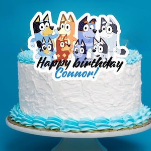 Blue puppy themed cake topper, blue dog birthday cake topper