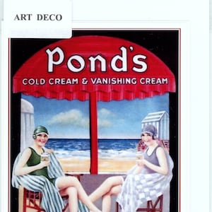 Art Deco Pond&#39;s Cold Cream Greeting Card: Nostalgic Handmade Card