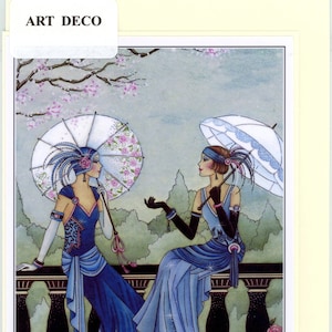 Carte de voeux faite main de style Art déco des années 1920. Jolie et nostalgique. Blanc à l'intérieur pour de nombreuses occasions différentes. Notre carte la plus populaire 3288