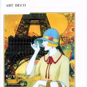 Carte de voeux faite main de style Art déco des années 1920. Jolie, nostalgique et inhabituelle. Blanc à l'intérieur pour de nombreuses occasions différentes.    4339