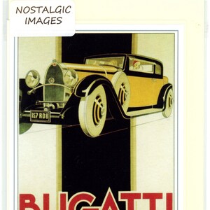 Bugatti - 1930's  Italian classic motor car. Nostalgic hand made greeting card. Blank inside for many occasions.   3962