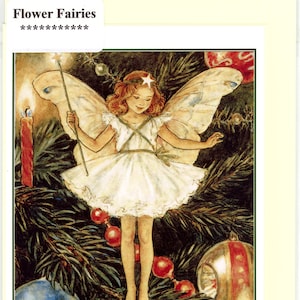 FÉE DE L'ARBRE DE NOL - une jolie carte de voeux de Noël faite à la main et nostalgique. Blanc à l'intérieur pour votre message personnel.   1508