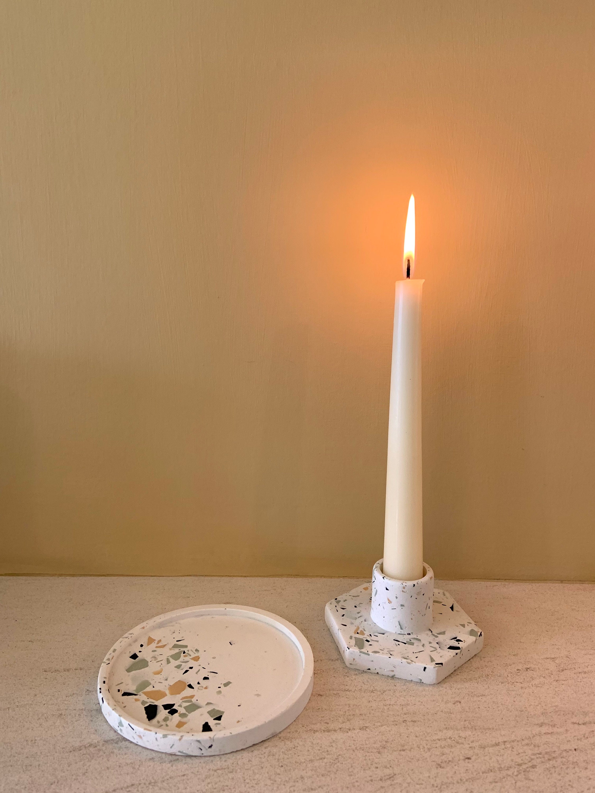 Jesmonite Terrazzo Candlestick Holder Housewarming Gifts Etsy