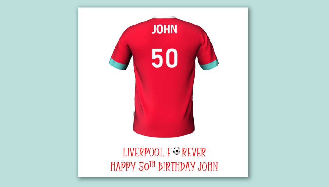 Liverpool Football Kit Birthday Card/personalised Football Shirt Card