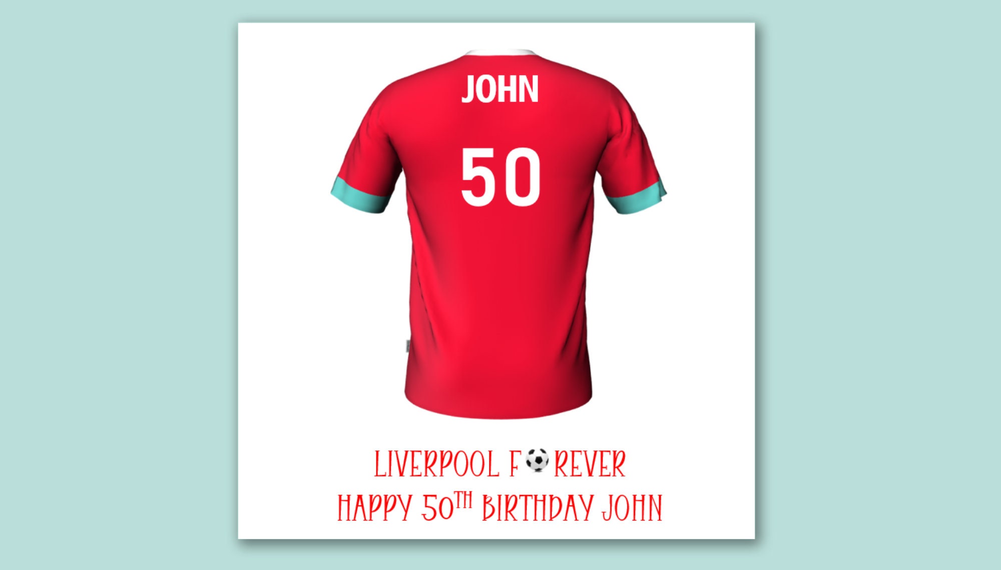 Liverpool Football Kit Birthday Card/personalised Football Shirt