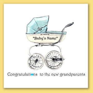 Nueva tarjeta de abuelos bebé niño/Felicidades a la tarjeta de nuevos abuelos/Nueva tarjeta de nieto/nuevos abuelos personalizados/tarjeta de bebé niño