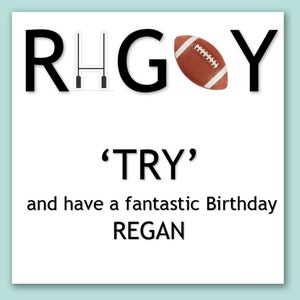 Jour d'anniversaire de sport de rugby/Carte personnalisée de poteau de but de rugby/Carte d'essai de rugby/Carte de rugby/Carte de fan de rugby/Rugby de rétablissement