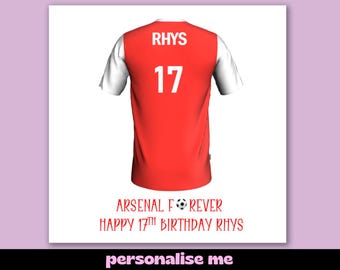 Personalised Arsenal Football Birthday Card