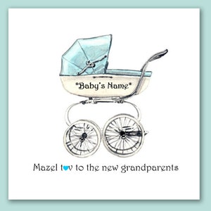 Nueva tarjeta de abuelos bebé niño/Mazeltov a nueva tarjeta de abuelos/Mazel Tov Nueva tarjeta de nieto/nueva tarjeta de abuelo personalizada/tarjeta de bebé niño