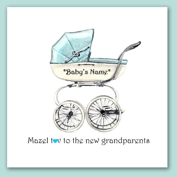 New grandparents baby boy card/Mazeltov to new grandparents card/Mazel Tov New grandson card/personalised new grandparent card/baby boy card