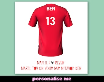 Personalised Manchester United Bar Mitzvah Card