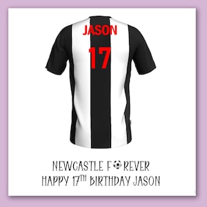 Cartão de aniversário do time de futebol Newcastle/cartão de camisa de futebol personalizado/cartão de fã de futebol do Newcastle United/Newcastle/cartão de aniversário de futebol