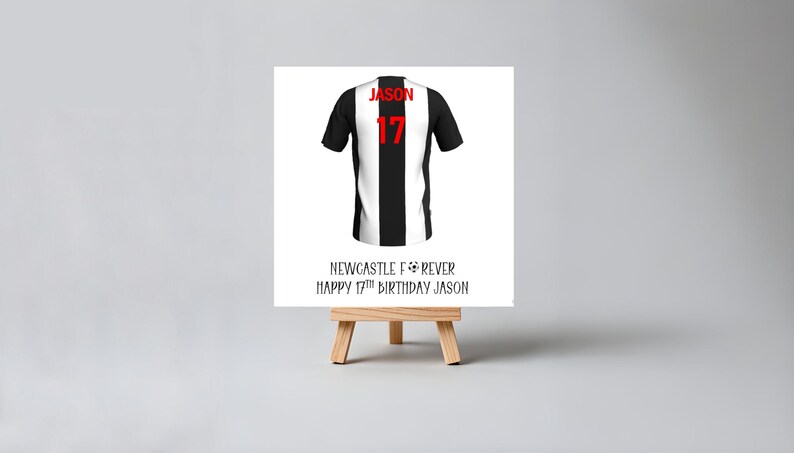 Personalised Newcastle United Birthday Card, Football Shirt Design image 2