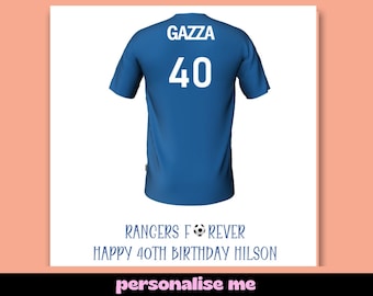 Personalised Rangers Football Shirt Birthday Card