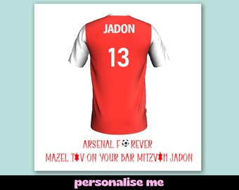 Personalised Arsenal Football Bar Mitzvah Card