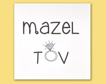 Mazel Tov engaged personalised card/mazeltov diamond engagement ring card/engagement card/Mazal Tov You're engaged card/