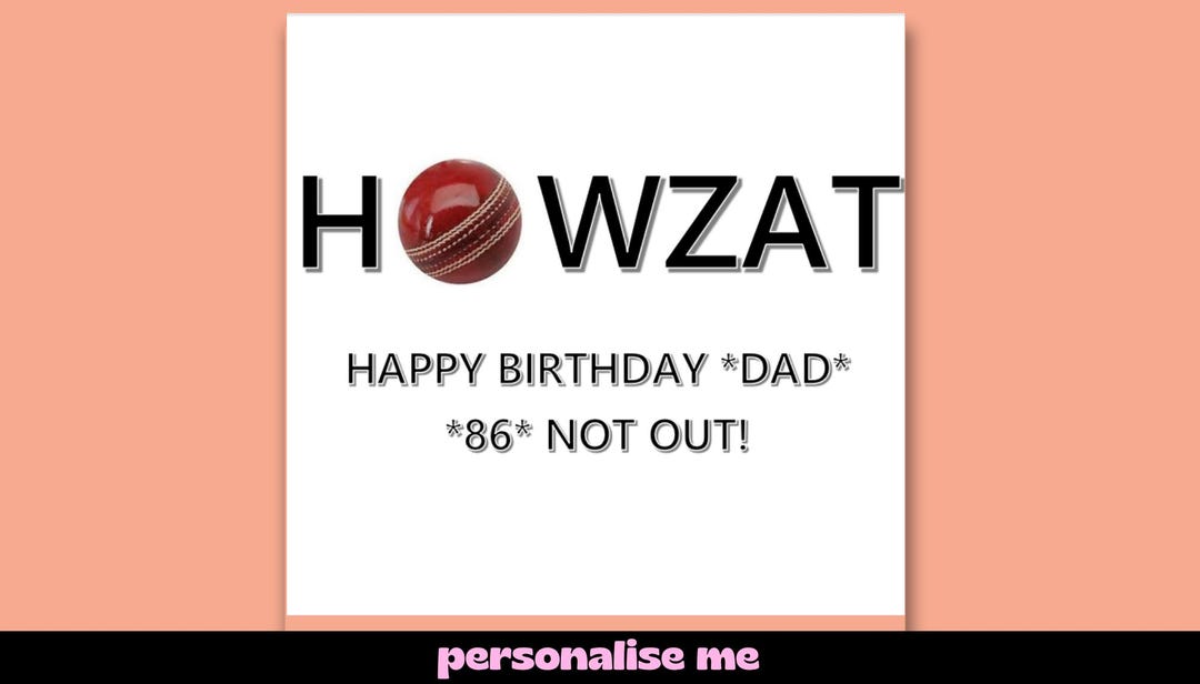 237 Biglietto di auguri di buon compleanno a tema cricket, giocatore di cricket, battitore sportivo. Può essere personalizzato. - Italia