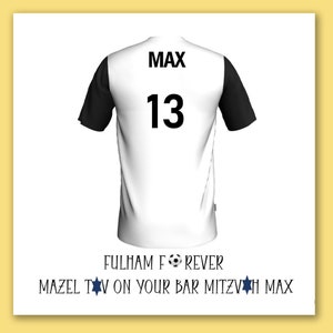 Fulham football barmitzvah card/Fulham personnalisé football shirt/Fulham bar mitzvah football/Fulham barmy card/Fulham fan football/Fulham