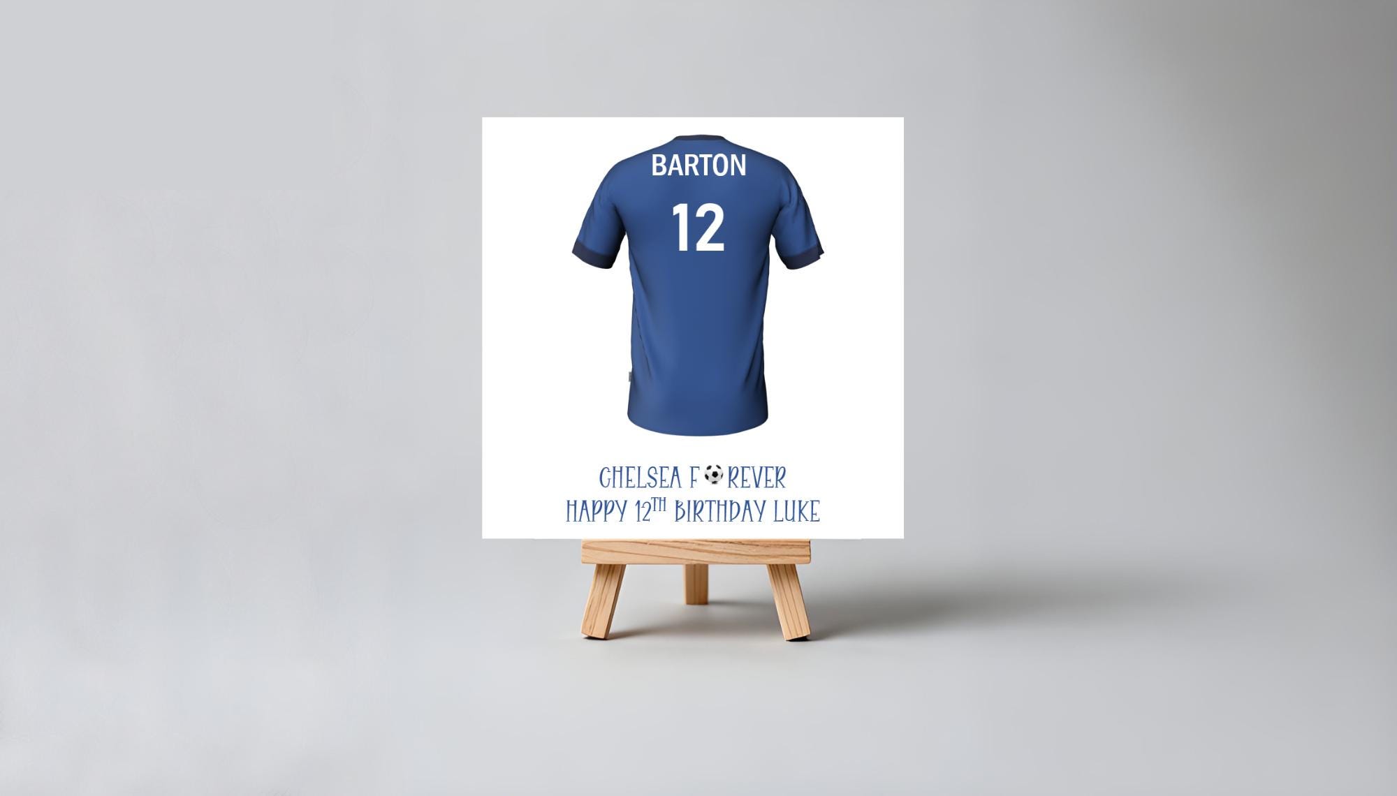 Biglietto Di Compleanno Personalizzato Calcio - Colori Chelsea - Fai Da Te, Fatto A Mano UK