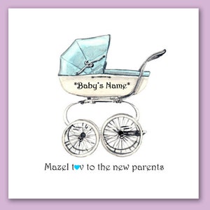 Nieuwe ouders baby jongen kaart/Mazeltov nieuwe ouders kaart/Mazel Tov nieuwe baby jongen kaart/gepersonaliseerde nieuwe ouders kaart/baby jongen kaart/nieuwe broer