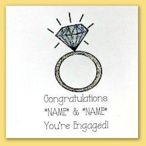 Gefeliciteerd, je bent verloofd gepersonaliseerde kaart/gefeliciteerd kaart/verlovingskaart/je bent verloofd kaart/diamanten ring kaart/verlovingsring