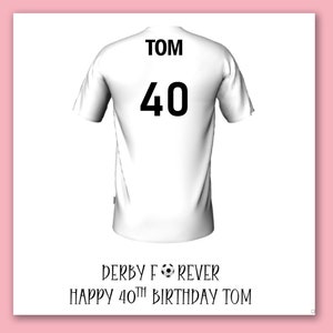 Cartão de aniversário de futebol personalizado Derby/cartão de camisa de futebol personalizado Derby/cartão de futebol fã de Derby/cartão de futebol Derby/cartão de futebol Derby