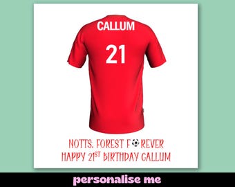 Personalised Nottingham Forest Football Shirt Birthday Card