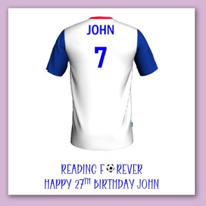 Lecture de carte d'anniversaire de kit de football/Lecture de carte de maillot de football personnalisée/Lecture de carte de fan/Lecture de carte de football/Lecture de football