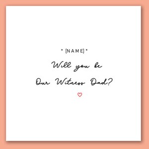 Serez-vous notre témoin Carte de papa/papa serez-vous mon témoin à notre mariage/témoin le jour du mariage/papa pour assister au mariage