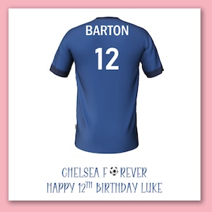 Carte d'anniversaire de football de Chelsea/carte de maillot de football personnalisée/carte de fan de Chelsea/carte de Chelsea pour toujours/carte d'anniversaire de football