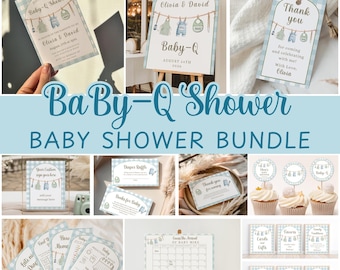 Baby-Q Baby Shower Bundle, BBQ Couples Baby Shower, Backyard Grill Baby Shower Decor, BBQ Baby Sprinkle Editable Canva #BBQ01