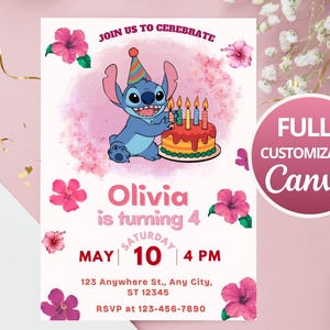 Stitch Invitation, Stitch Birthday Invitation, Lilo Stitch Birthday Party Invitation, Stitch, Editable Invitation, Instant Download